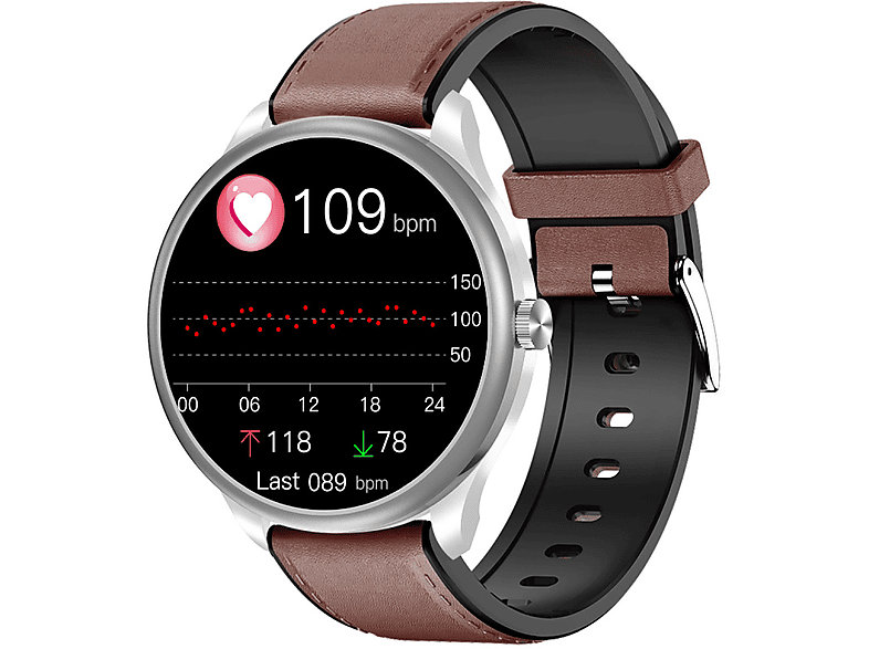INF Smartwatch mit Puls, Blutsauerstoff, Blutdruck, Schlafmonitor Smartwatch TPU, Schwarz