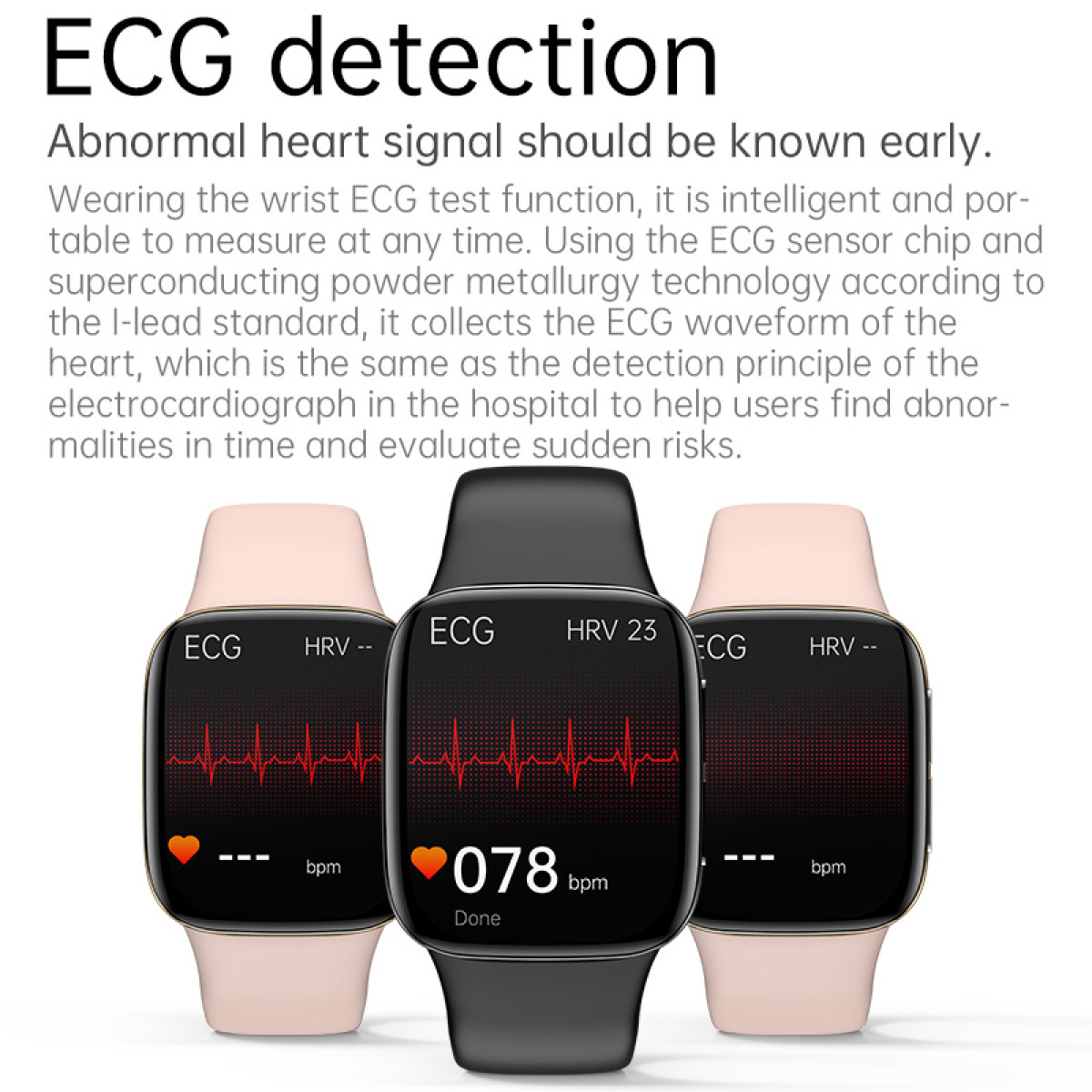 Kieselgel, Weiß mit INF Smartwatch Blutdruck, Smartwatch Herzfrequenz