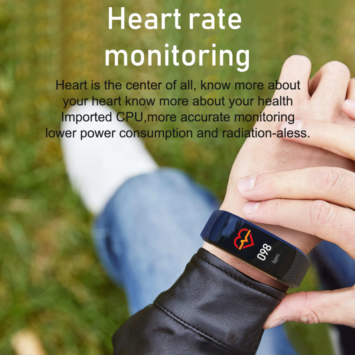 Aktivitätsarmband Smartwatch Schlafmonitor, Schrittzähler mit TPU, IP67 INF Herzfrequenz, Schwarz