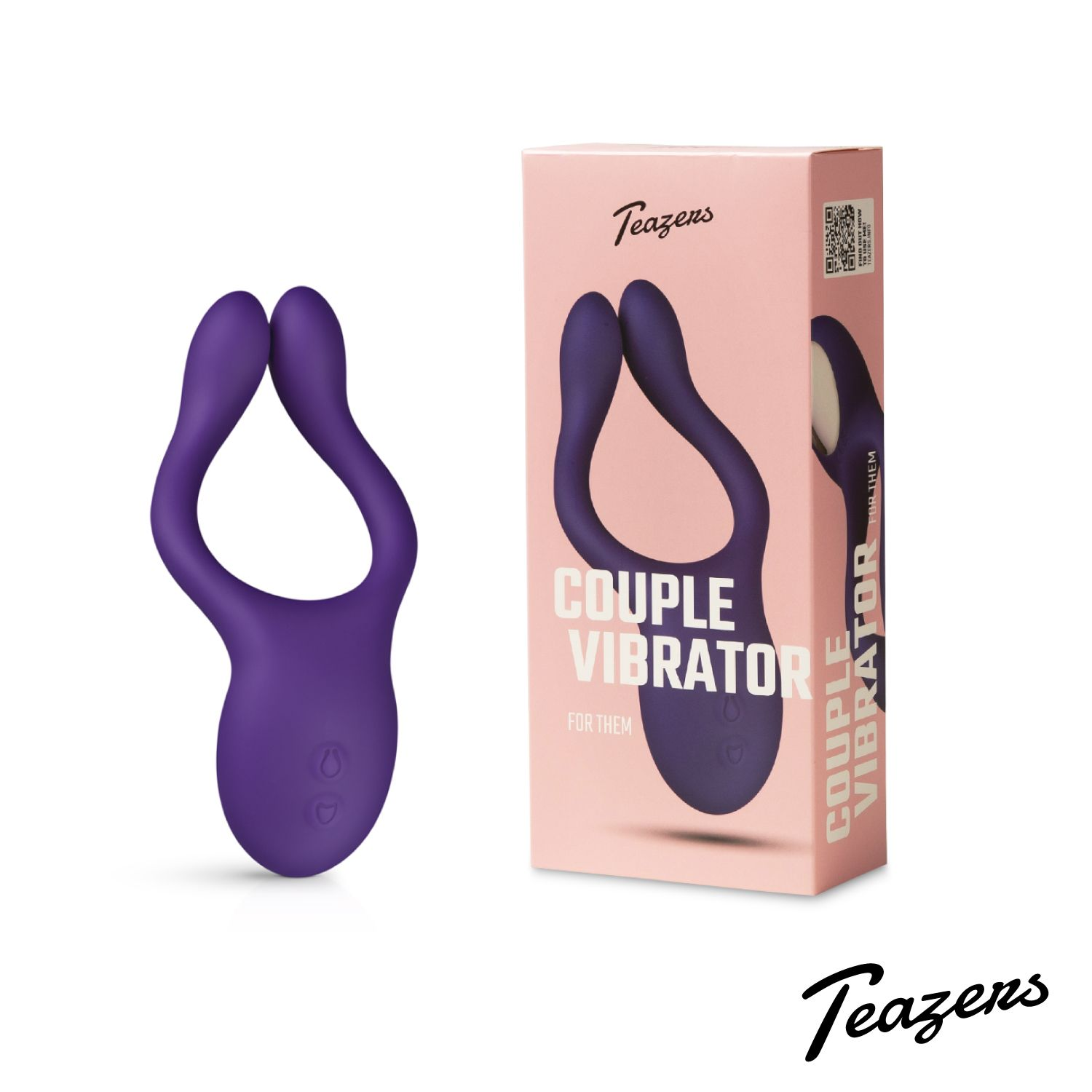 Lila Paarvibrator mit Box. Auf der Box steht 'Couple Vibrator' und 'For Them'.