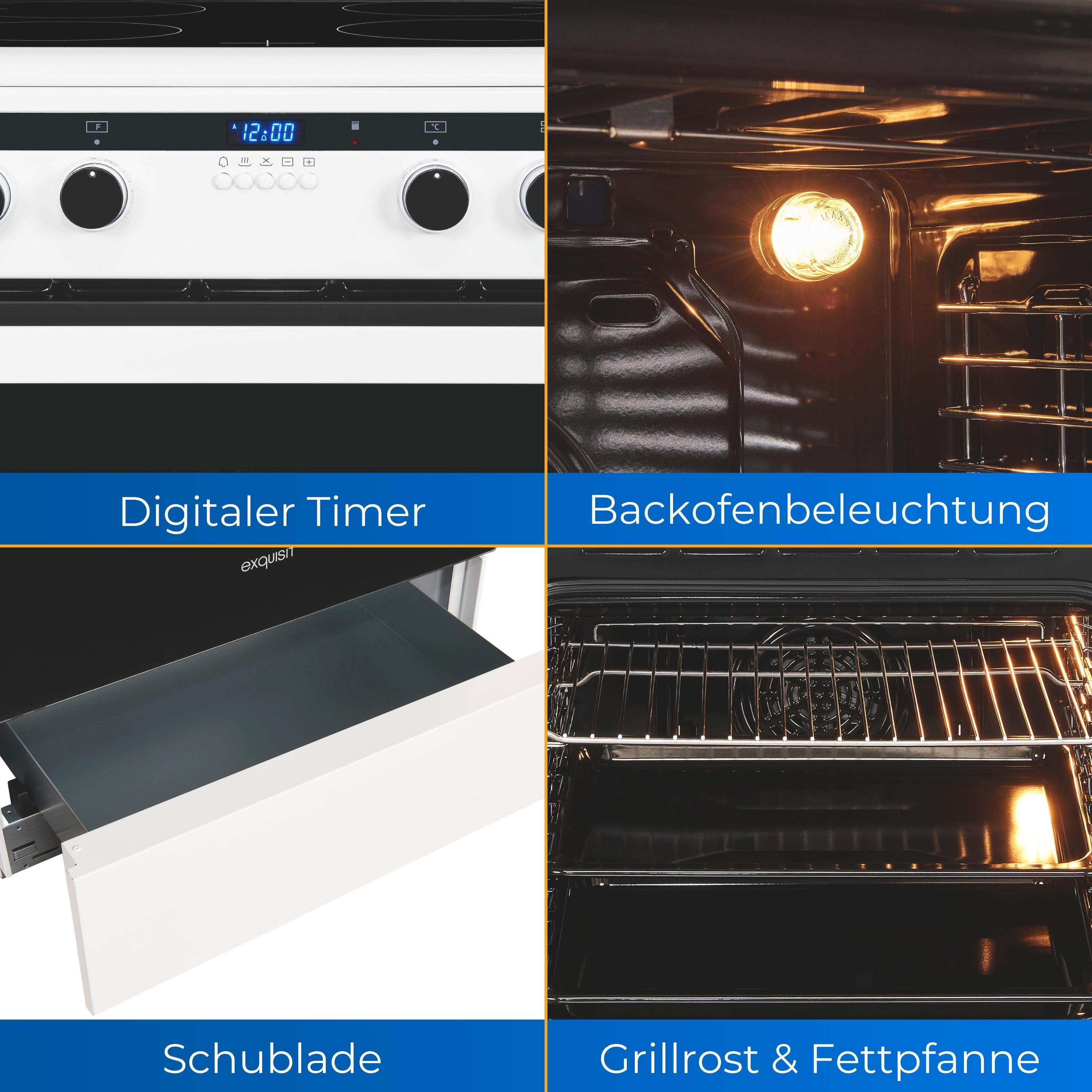 Ofen mit digitalem Timer, Ofenbeleuchtung, Schublade und Grill.