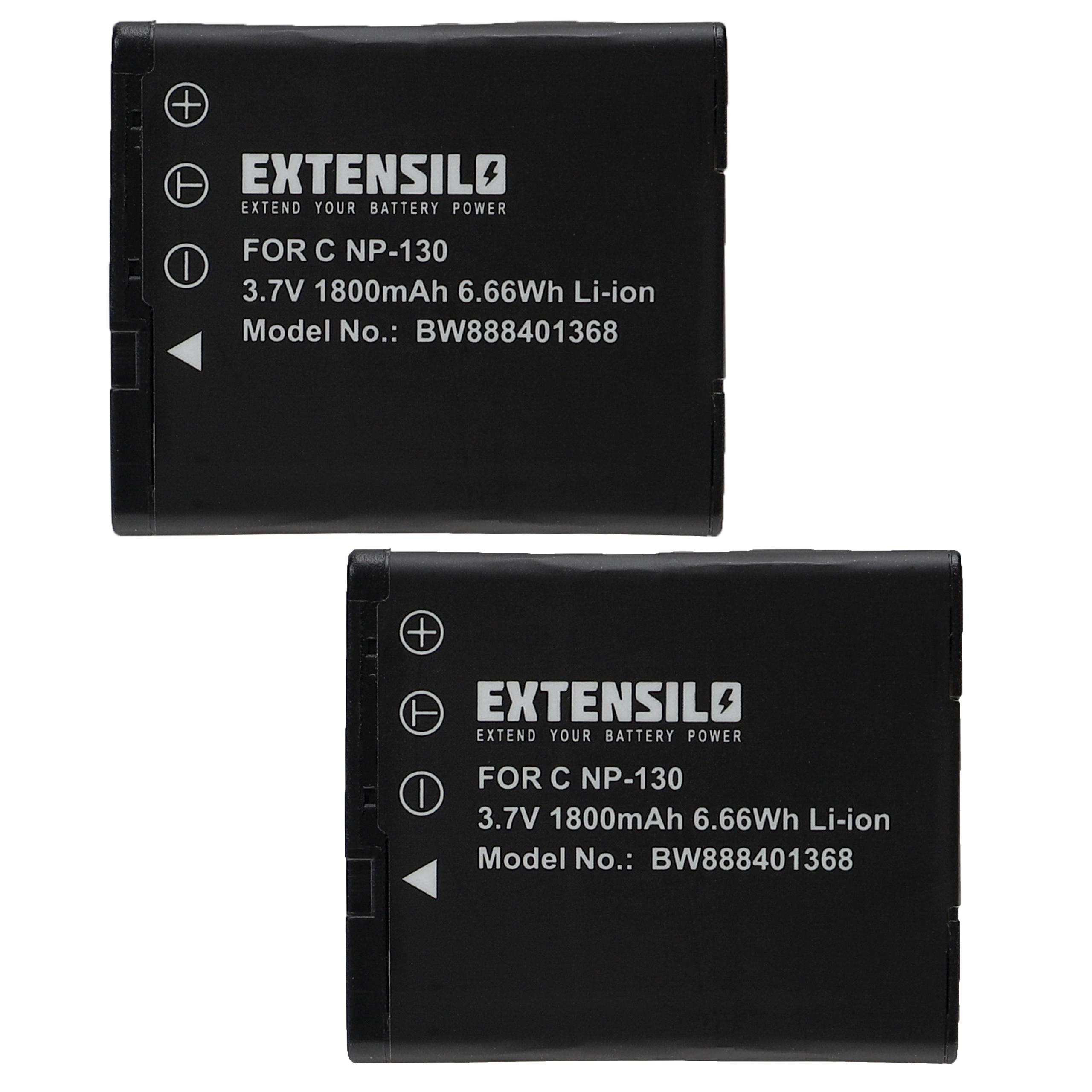 EXTENSILO kompatibel mit Casio 1800 EX-ZR310BK, Akku EX-ZR310GD, - EX-ZR310RD Kamera, Exilim EX-ZR310, EX-ZR300RD, Li-Ion EX-ZR300WE