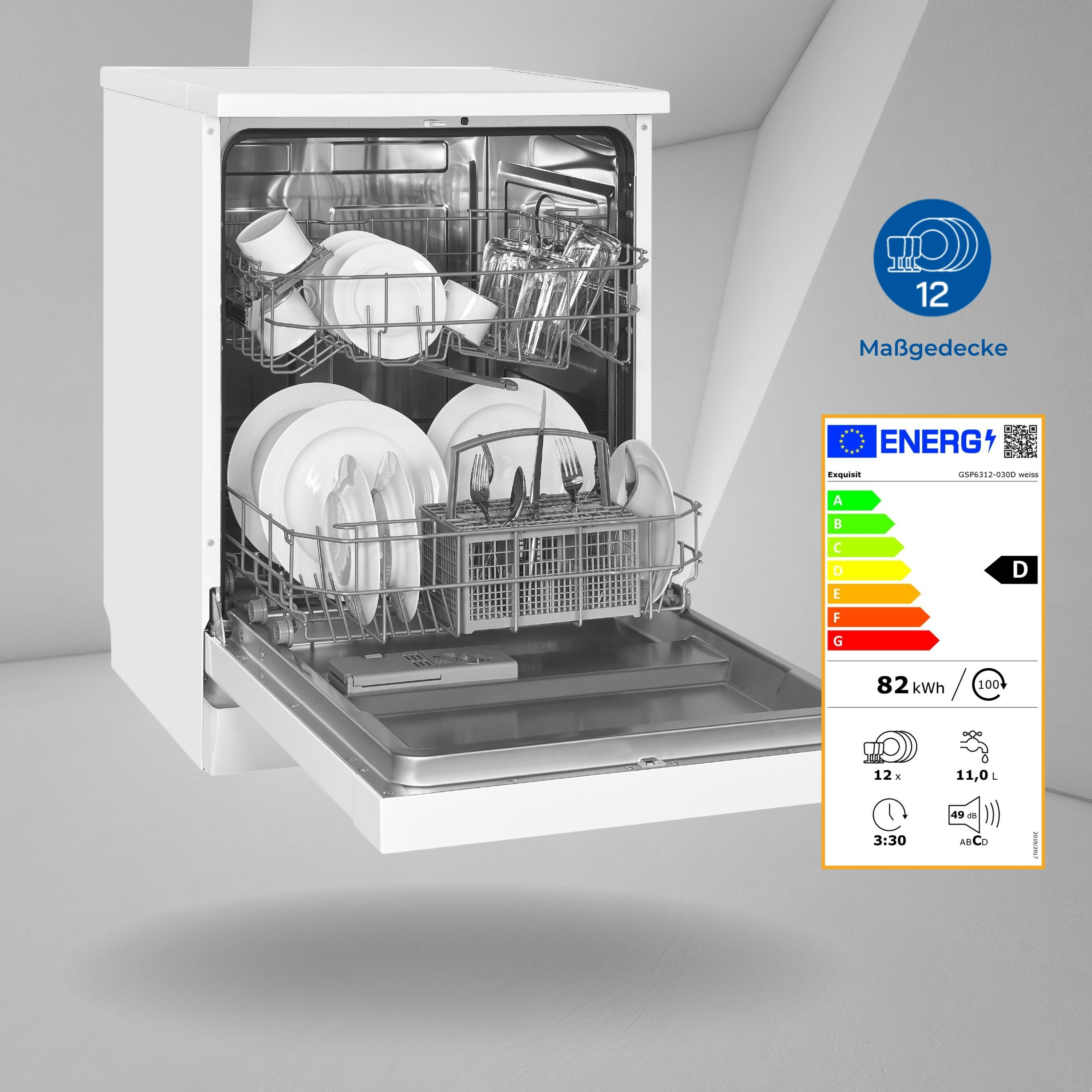 weiss Geschirrspüler mm GSP6312-030D D) EXQUISIT (Standgerät, 598 breit,