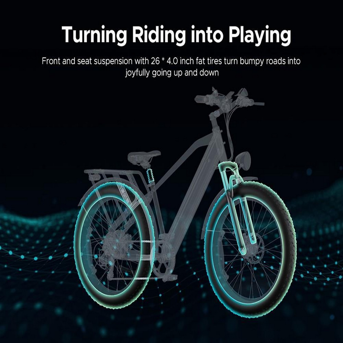 Uno schema di una bicicletta elettrica, con un diagramma dei suoi componenti.