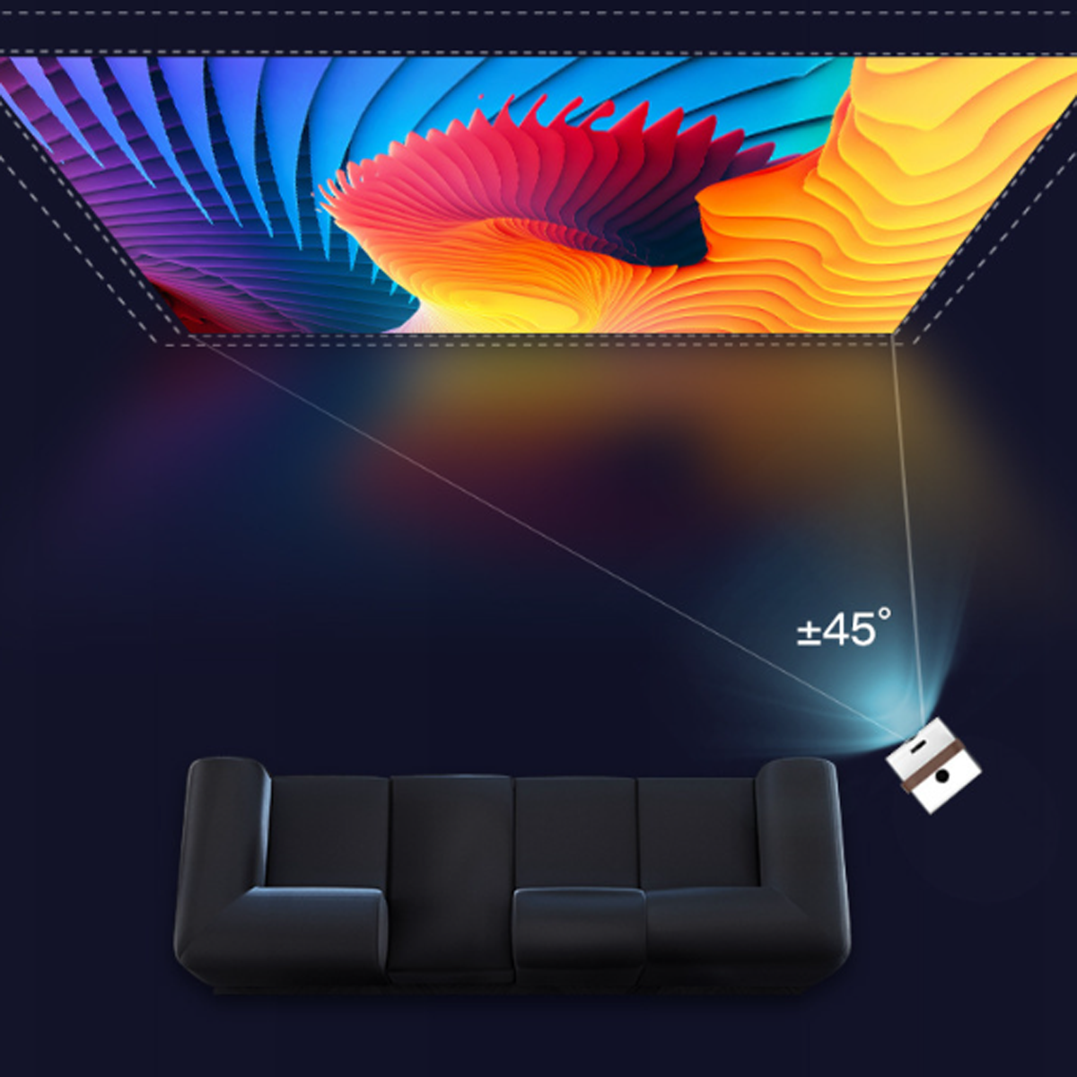 ENBAOXIN Q3 Ultra HD Projektor - Handy-Bildschirmwurf Sprachsteuerung, ANSI-Lumen) 4K, Beamer(HDR 800