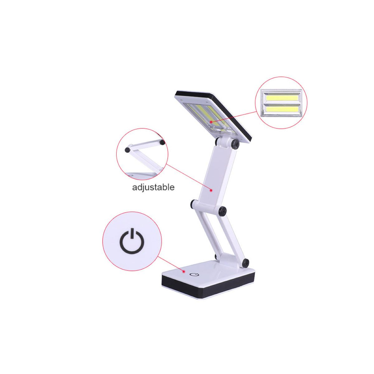 ENBAOXIN LED-Klappleuchte Tischlampe - hohe Weiß USB-Kabel LED-Tischlampe Helligkeit, mit Augenschutz