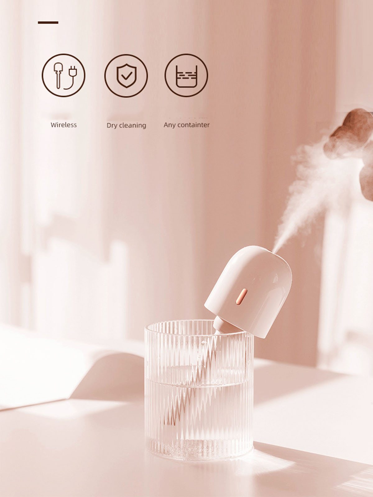 Rosa m²) Aromatherapie Drahtloser Luftbefeuchter 30 BRIGHTAKE Luftbefeuchter Luft überall! (Raumgröße: Frische -