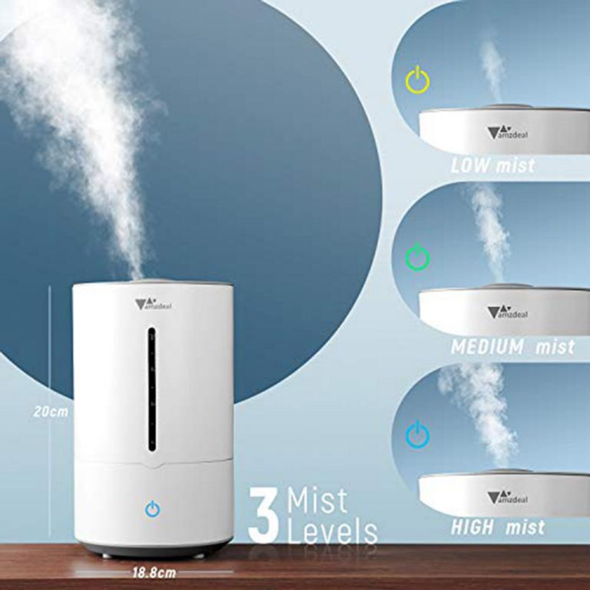Luftbefeuchter Weiß 15 Air (Raumgröße: Humidifier m²) AMZDEAL