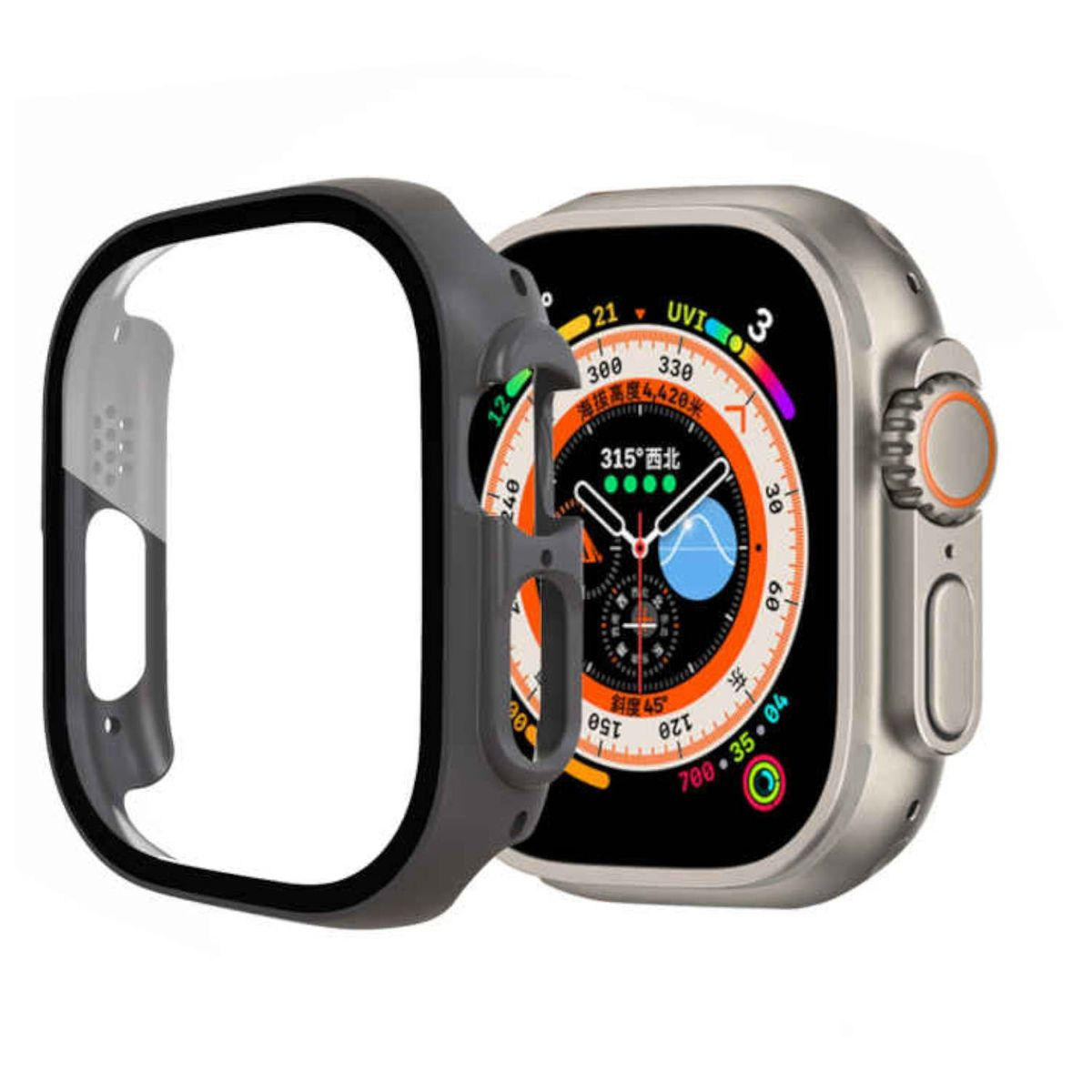 49mm) WIGENTO 2 Smartwatchhülle(für Hart 1 2 Panzer Hülle in + Glas Folie H9 Grad 360 + 1 Ultra Apple Watch