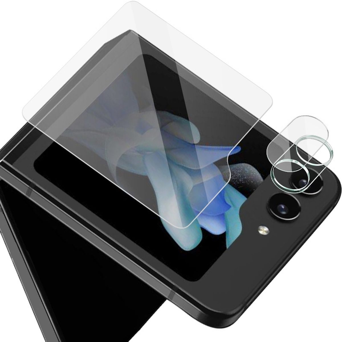 WIGENTO Komplettschutz Kamera und Galaxy Flip5 Schutzglas 5G) 1x Schutzglas(für Z Samsung Screen