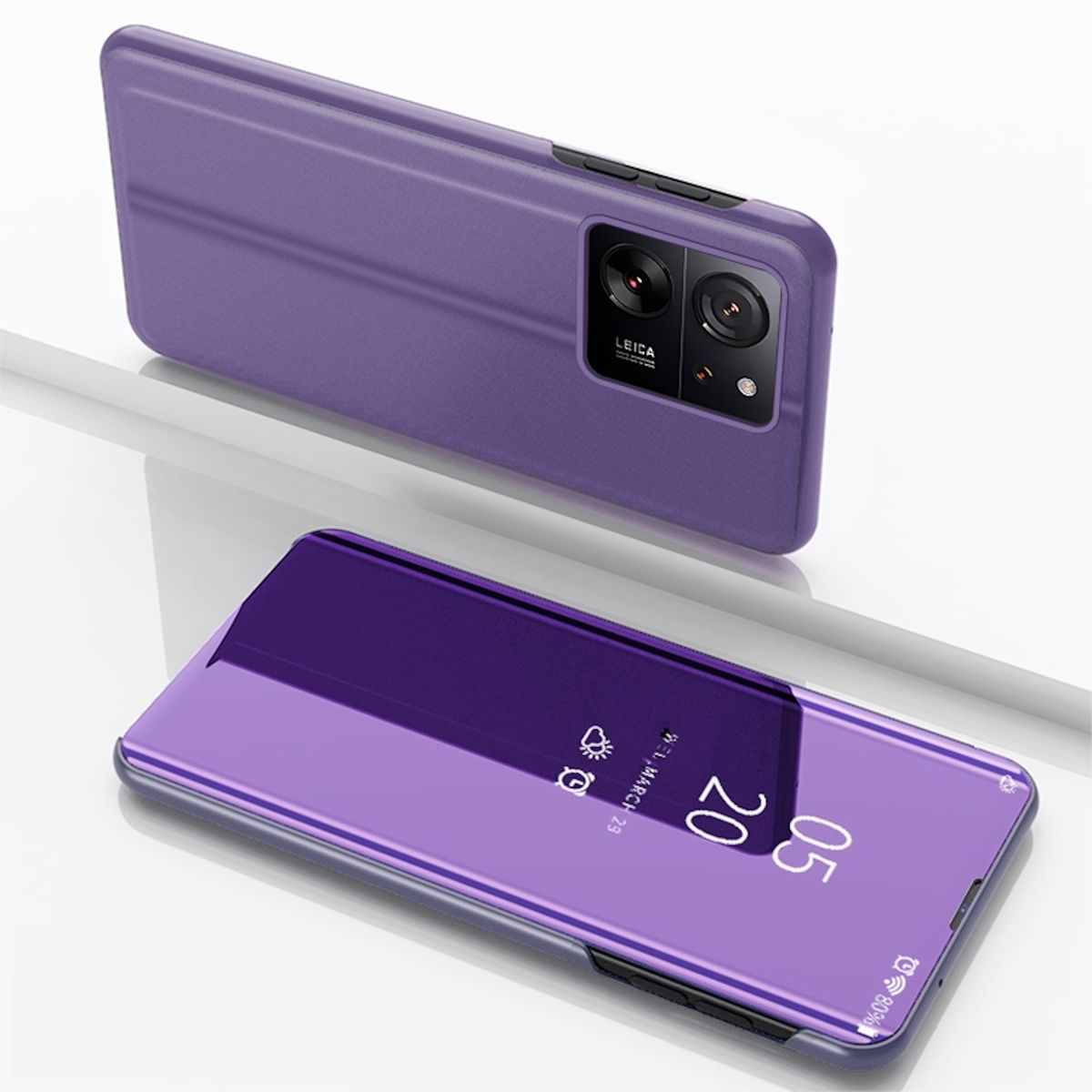 mit Mirror 13T Lila Spiegel Bookcover, / Wake Cover Smart Xiaomi, 13T UP View Pro, Funktion, WIGENTO
