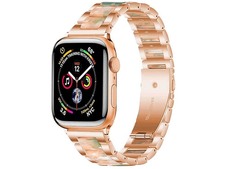 WIGENTO Metall / Harz Design Band, Ersatzarmband, Apple, Watch Series 9 8 7 41 / 6 SE 5 4 40 / 3 2 1 38mm, Muster 1