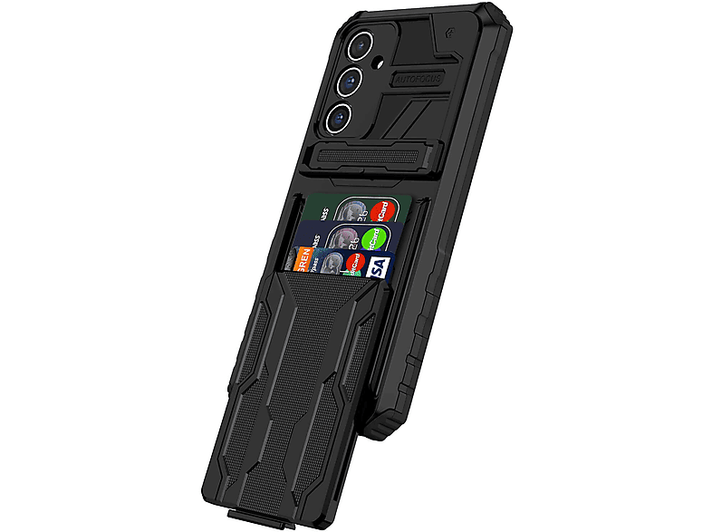 WIGENTO Shockproof 5G, mit Backcover, Galaxy Samsung, Kartenfach, A54 Schwarz Armor Hülle