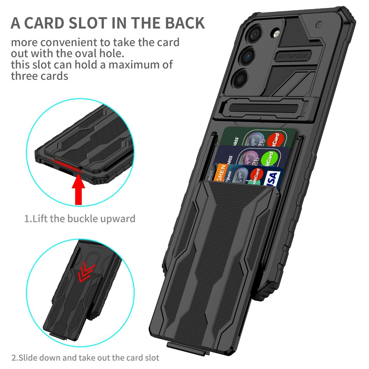 WIGENTO Shockproof Armor Hülle Galaxy Backcover, Samsung, A54 5G, mit Schwarz Kartenfach