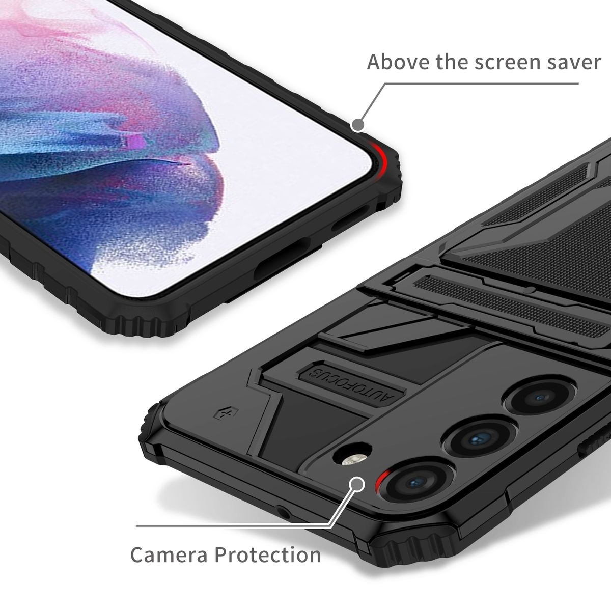 WIGENTO Shockproof Armor Hülle Galaxy Backcover, Samsung, A54 5G, mit Schwarz Kartenfach