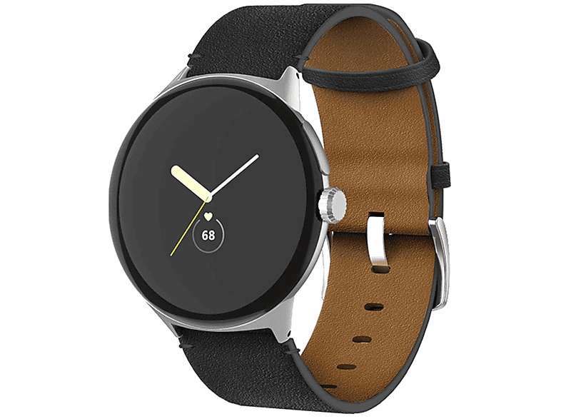 Leder WIGENTO Ersatzarmband, 1 2, Band, Echt Design Schwarz Google, + Pixel Watch