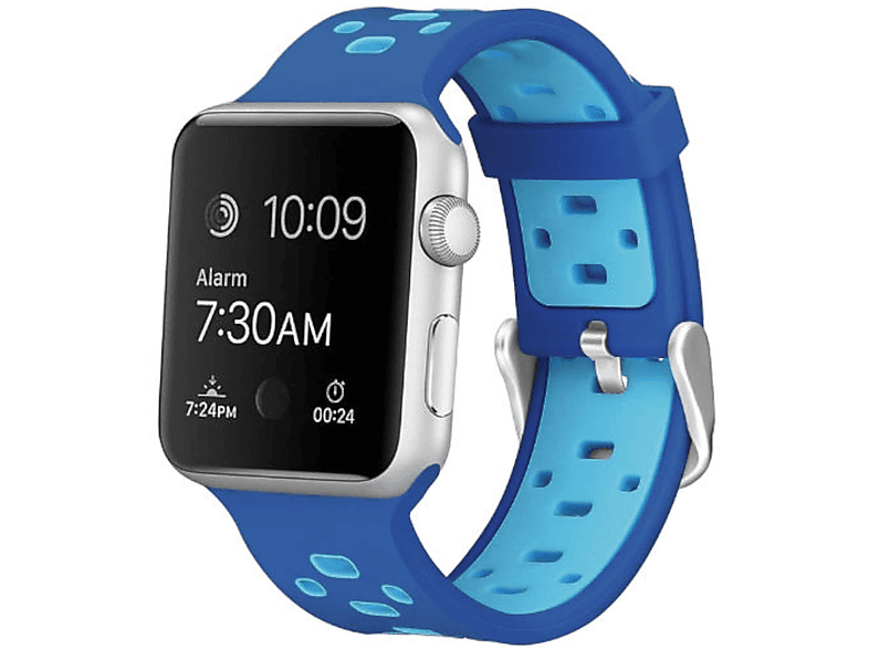 WIGENTO Kunststoff / Silikon Design Sport Armband, Ersatzarmband, Apple, Watch Series 9 8 7 41 / 6 SE 5 4 40 / 3 2 1 38mm, Dunkelblau | Smartwatch Armbänder