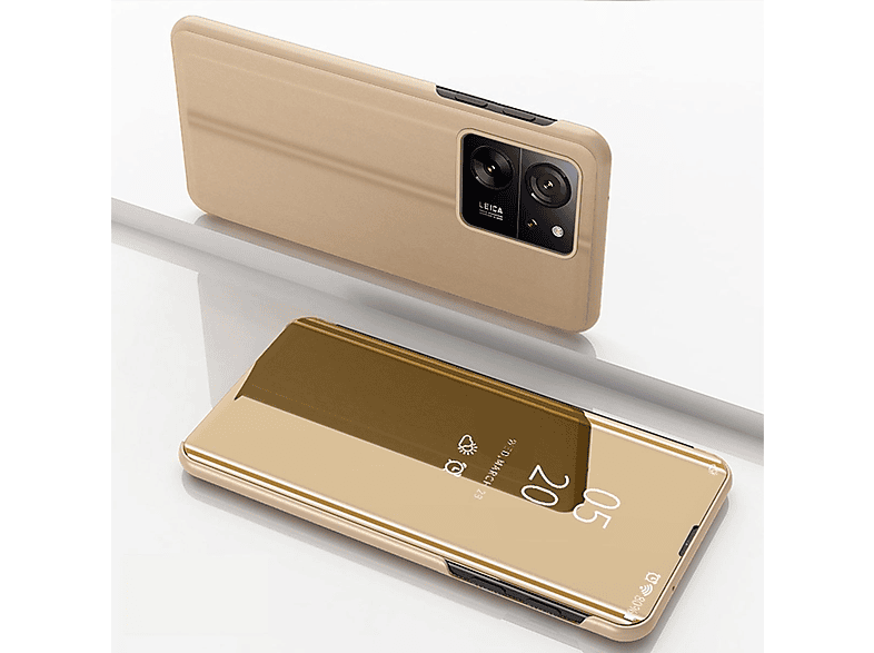 Smart Xiaomi, View Funktion, mit Pro, Mirror Cover Bookcover, / Wake 13T UP Spiegel 13T Gold WIGENTO