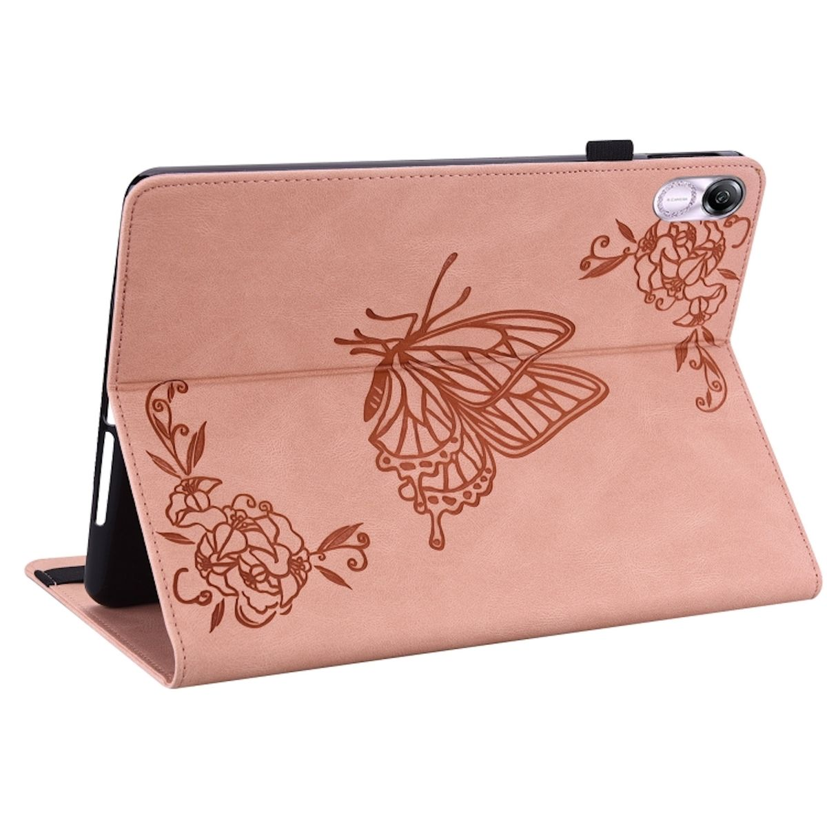 Honor, X8 WIGENTO / Aufstellbare Pink Tasche Kunst-Leder Pro, X9 Pad Bookcover, Schmetterling Motiv,