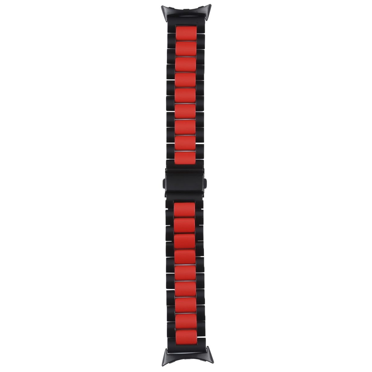 WIGENTO Stahl Metall Design Band, Pixel Watch 1 Schwarz Google, + 2, / Rot Ersatzarmband
