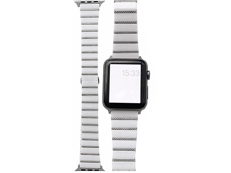 Stahl / Magnet 2 4 5 41 Design / SE Apple, 3 6 7 1 / Weiß Ersatzarmband, WIGENTO Series 9 Watch Silber 40 8 Band, 38mm,