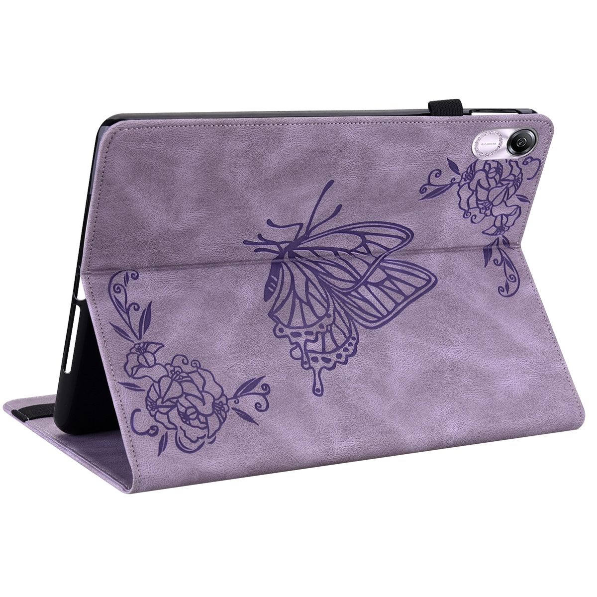 X8 Motiv, Honor, Schmetterling Bookcover, Lila Pad Tasche Pro, X9 Aufstellbare / WIGENTO Kunst-Leder