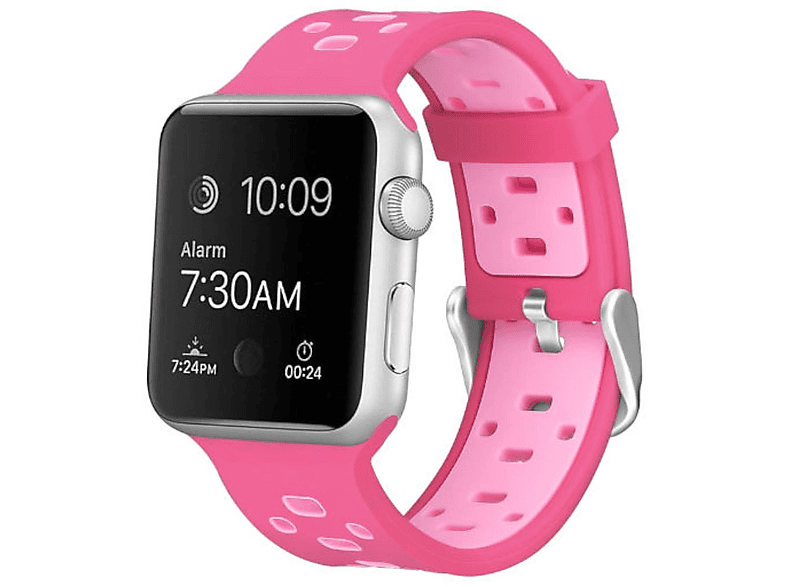 WIGENTO Kunststoff / Silikon Design Sport Armband, Ersatzarmband, Apple, Watch Series 9 8 7 41 / 6 SE 5 4 40 / 3 2 1 38mm, Pink / Rosa
