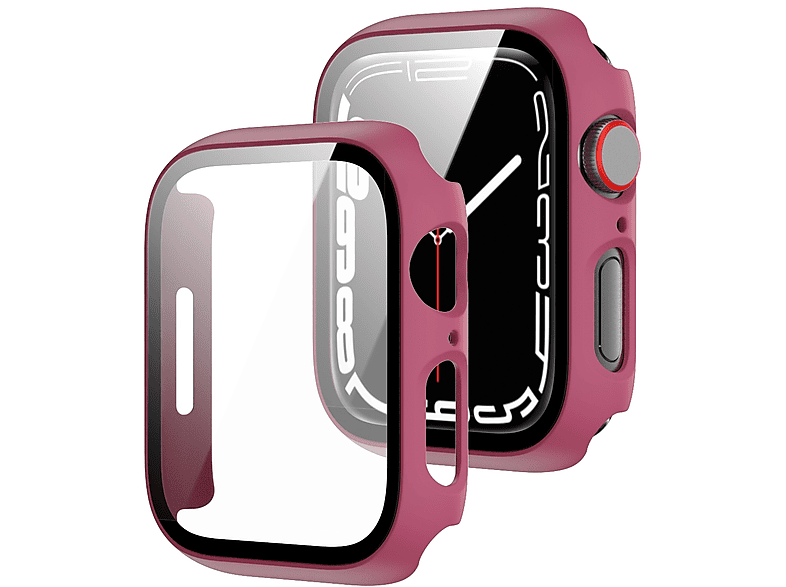 in 1 Hart WIGENTO / 7 Schock H9 Hülle Apple / Design Smartwatchhülle(für + 9 8 Watch 2 41mm) Serie Glas