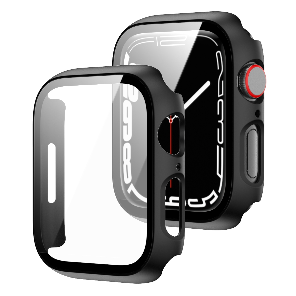 WIGENTO 2 in Glas Design Smartwatchhülle(für Apple Hülle 1 / Hart / + 45mm) 9 Serie Schock 8 Watch H9 7