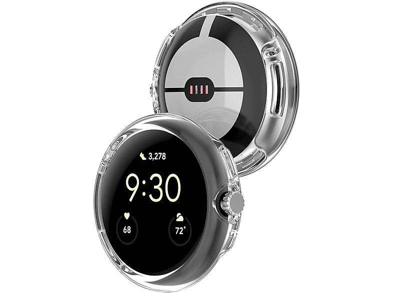 WIGENTO 1 + 2 Silikon 2) Watch Hülle + Kunststoff TPU Smartwatchhülle(für 1 Pixel Google