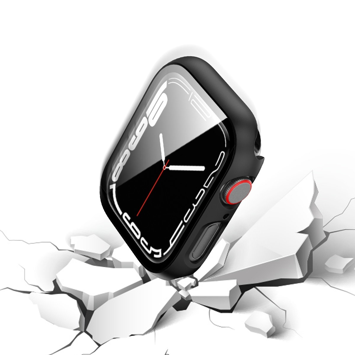 WIGENTO 2 in Glas Design Smartwatchhülle(für Apple Hülle 1 / Hart / + 45mm) 9 Serie Schock 8 Watch H9 7