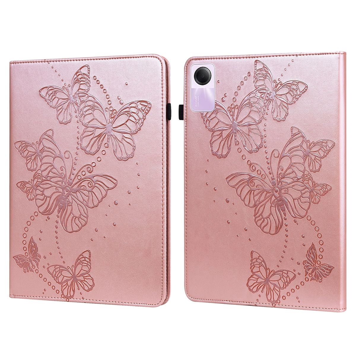 Kunst-Leder Tasche SE Aufstellbare Schmetterling Bookcover, WIGENTO Xiaomi, 2 Motiv, Pad 11 Zoll, Pink / Redmi