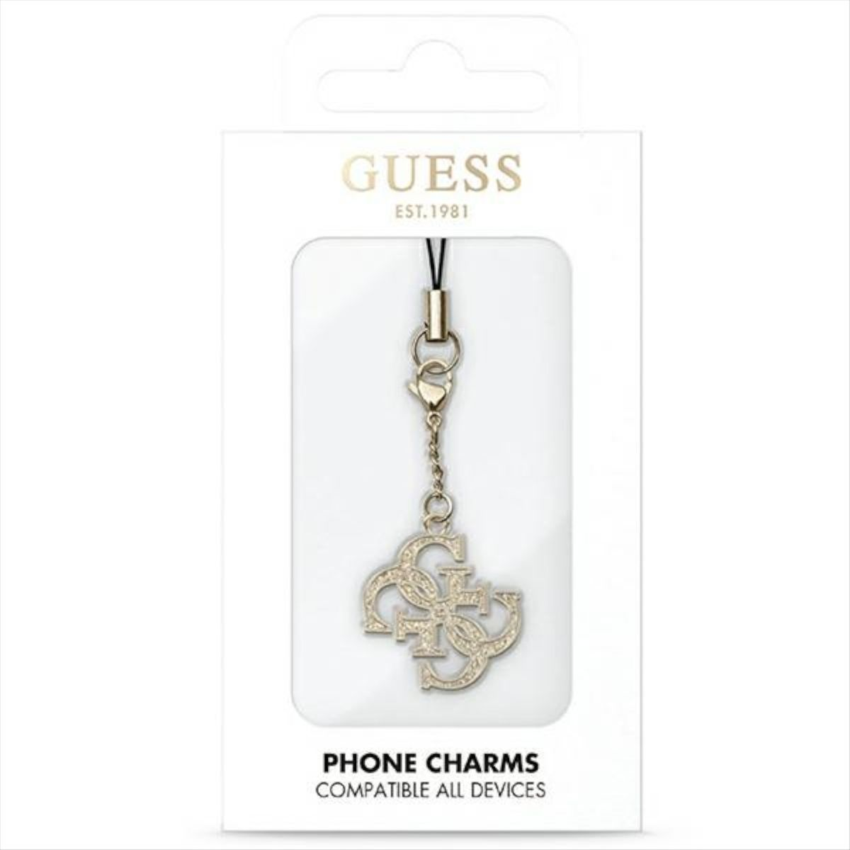 Gold Logo Umhängetasche, Accessoires, Glitter Anhänger Universell, 4G GUESS Universell, Charm