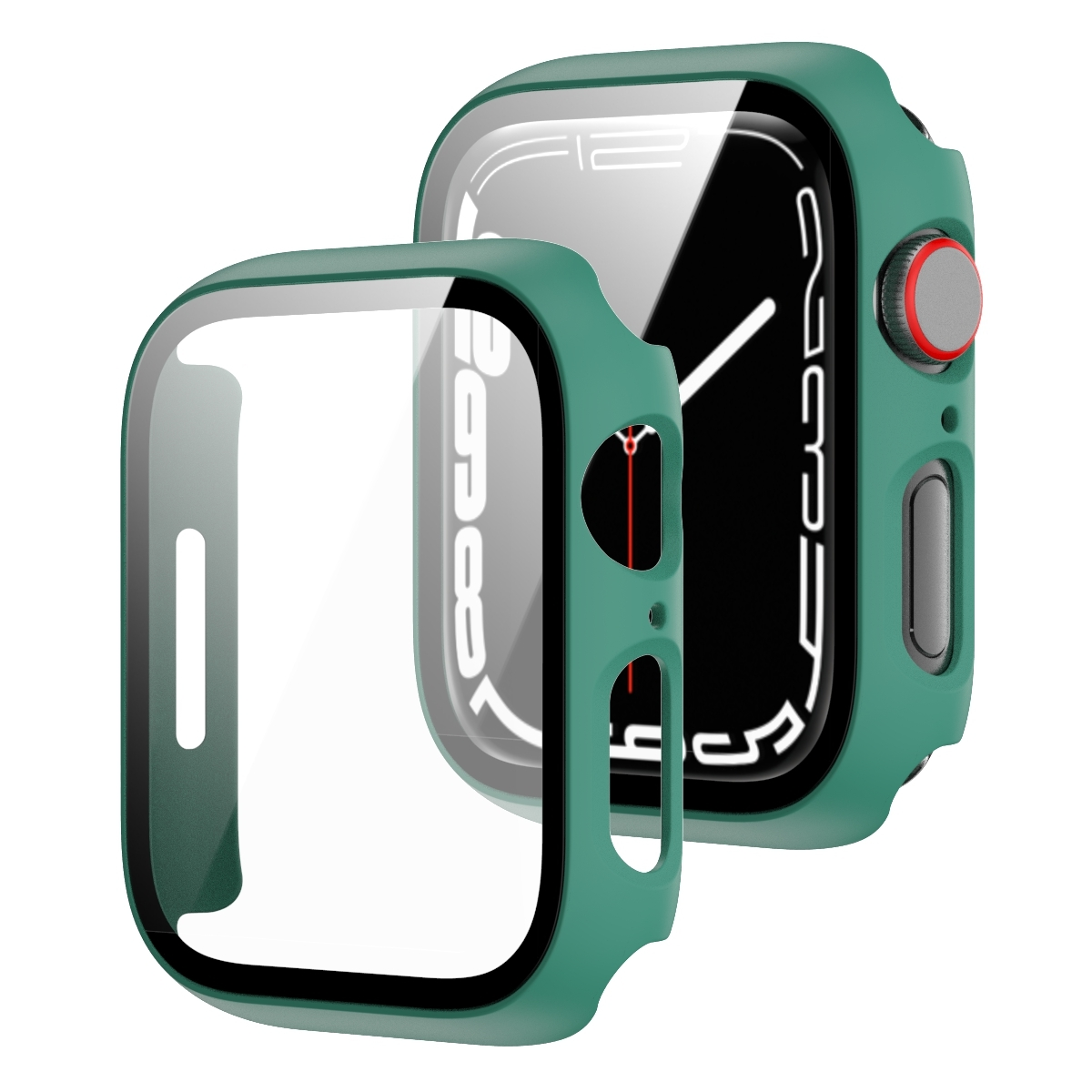 WIGENTO 2 in 1 7 Apple Smartwatchhülle(für Watch Schock Hülle 8 Hart 9 + 45mm) / Design / Serie H9 Glas