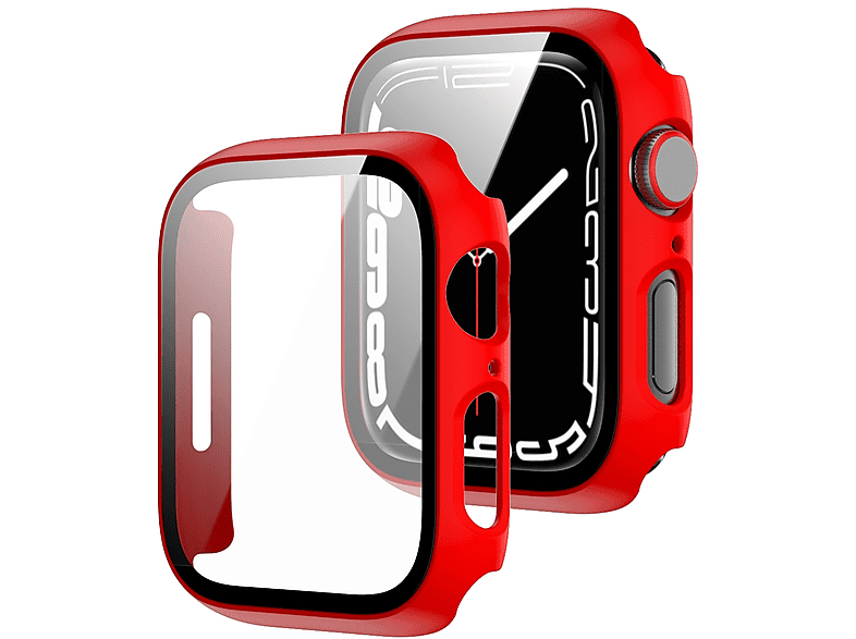 WIGENTO 2 in 1 Schock Design Hülle + H9 Hart Glas Smartwatchhülle(für Apple Watch Serie 9 / 8 / 7 41mm) | Schutzfolien & Schutzgläser