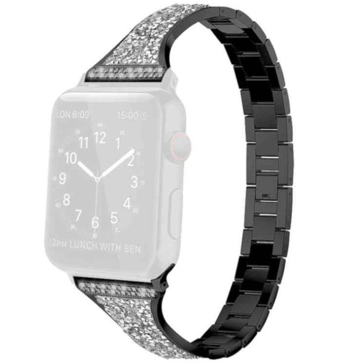 / Schwarz Apple, WIGENTO 3 7 Series Watch Ersatzarmband, 38mm, 5 Stahl Design / 4 Band, 8 2 41 9 6 Style SE 1 40 Diamant