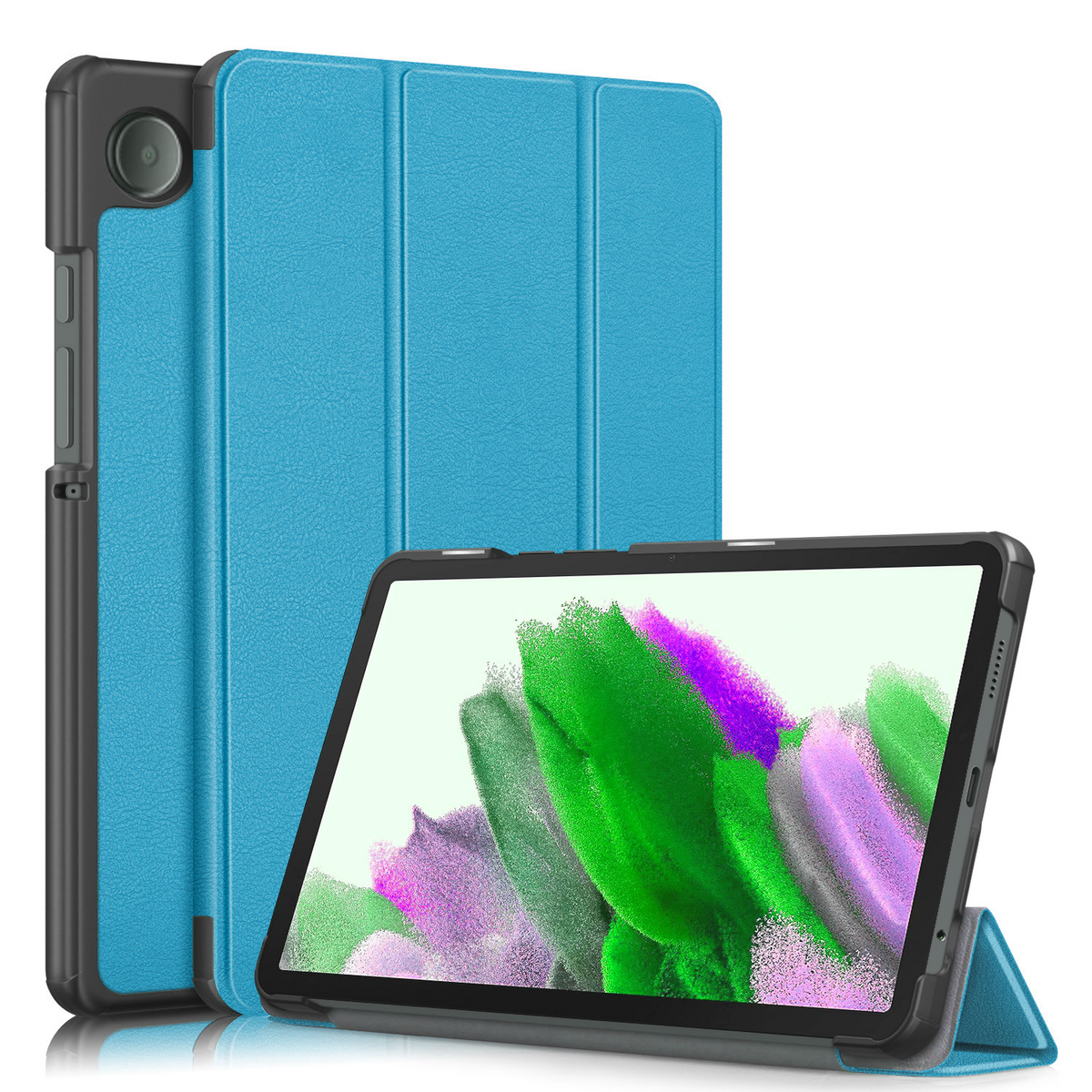 WIGENTO 3folt Wake UP Kunstleder, Sleep Cover Cover Kunststoff Samsung Tablethülle aufstellbar / Full / Silikon für Hellblau 