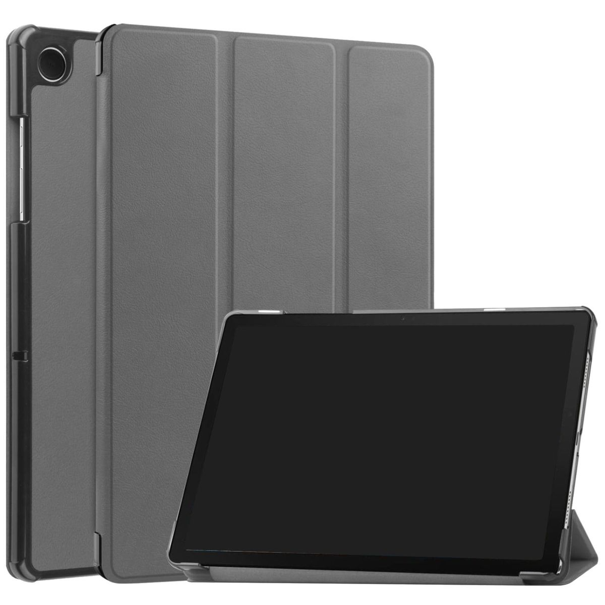Kunststoff Cover / Sleep WIGENTO Silikon / Kunstleder, Samsung aufstellbar Tablethülle Grau UP & Cover 3folt für Full Wake