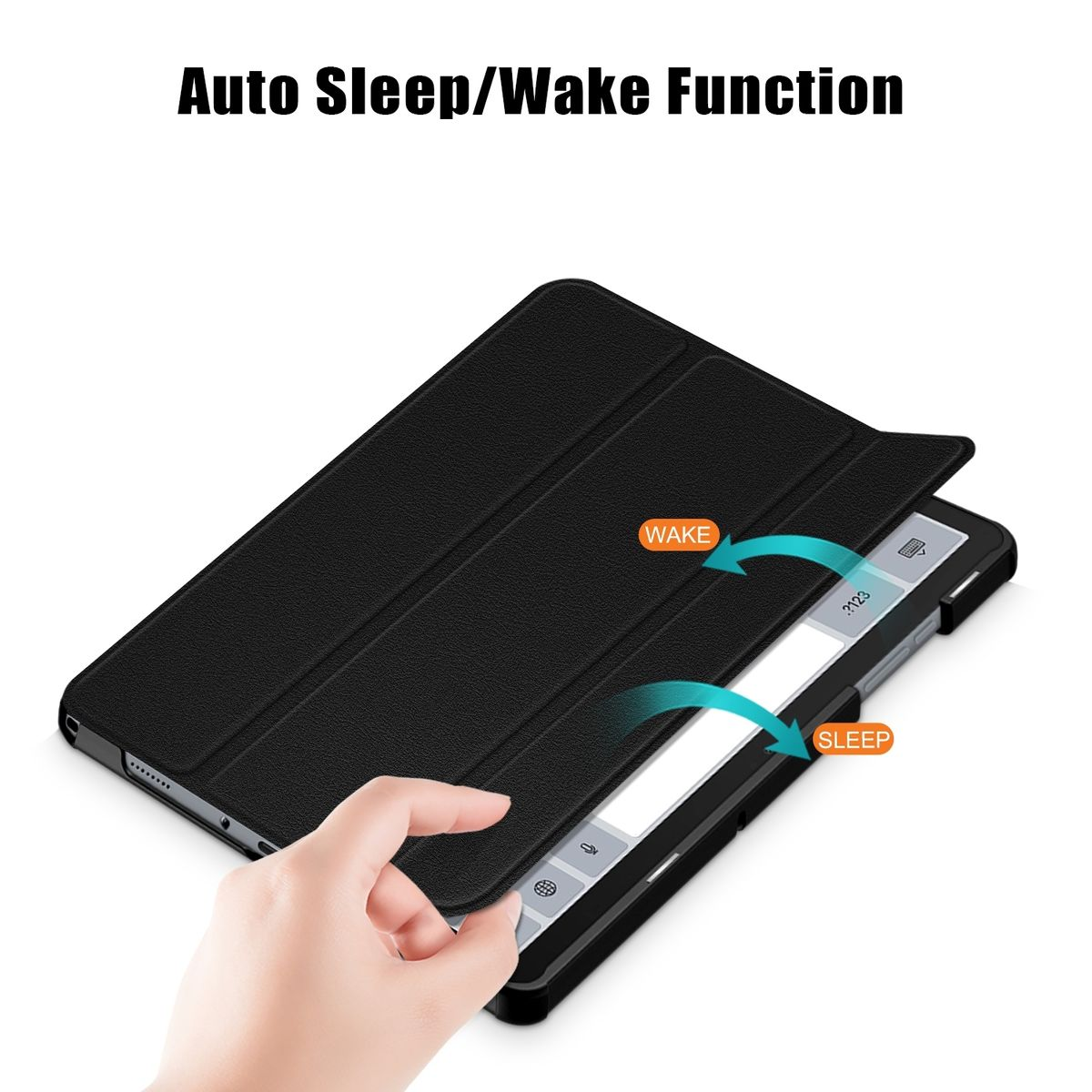 WIGENTO 3folt Wake / Cover UP für Sleep Cover Silikon & Full Tablethülle / Hellblau aufstellbar Kunstleder, Samsung Kunststoff