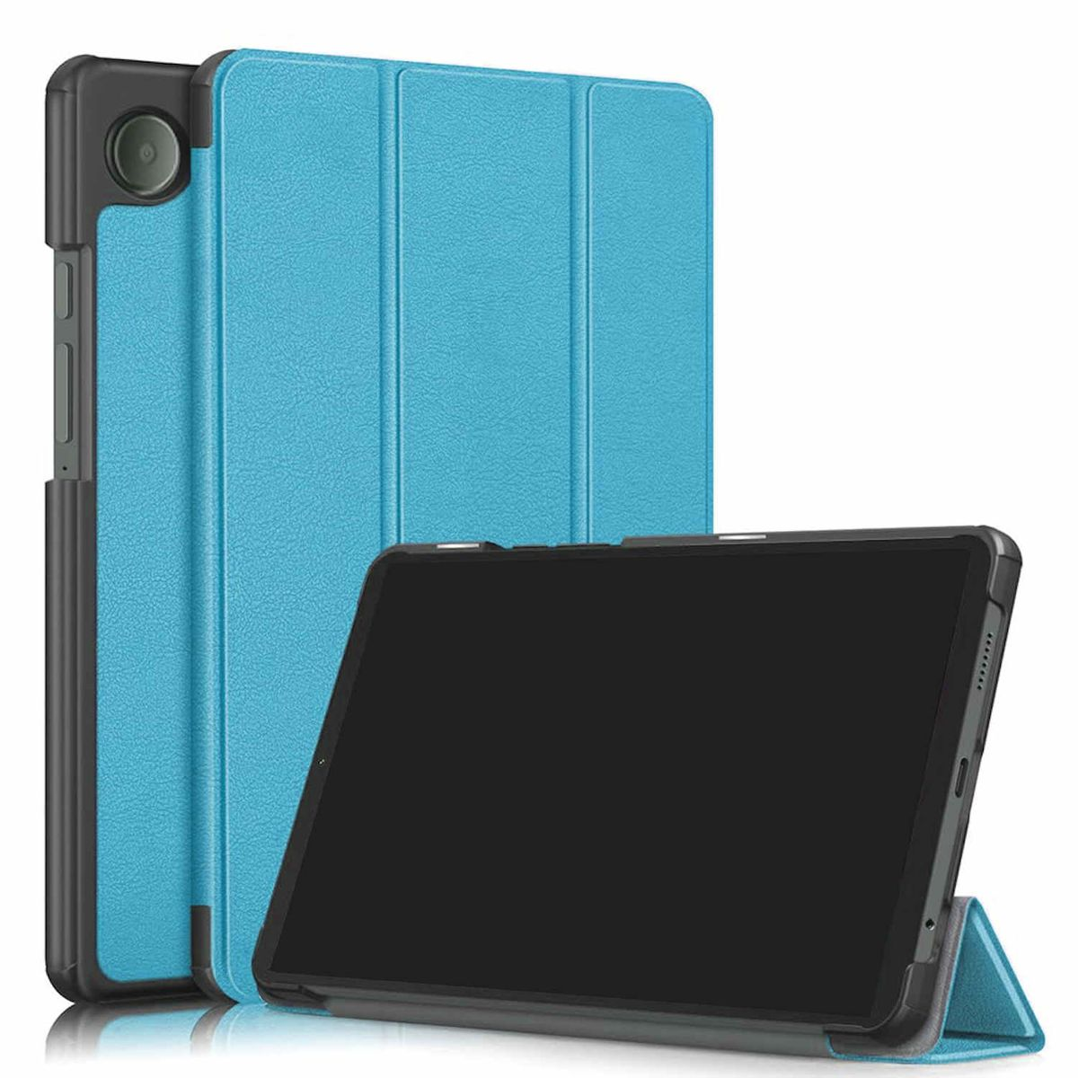 WIGENTO 3folt Tablethülle Kunstleder, Silikon Wake Cover UP & für / aufstellbar Sleep Samsung Kunststoff Full Hellblau / Cover