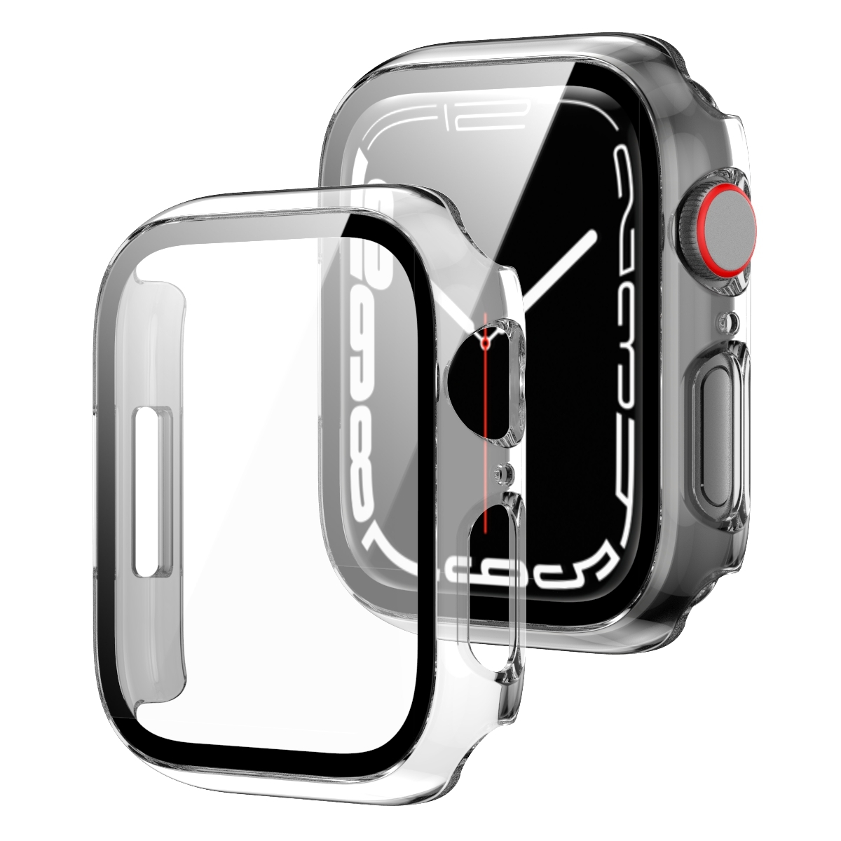 WIGENTO 2 in 1 Hart + Design Glas Hülle 8 9 Smartwatchhülle(für Apple Schock 45mm) H9 Serie 7 Watch