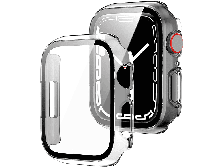 WIGENTO 2 in 1 Hart + Design Glas Hülle 8 9 Smartwatchhülle(für Apple Schock 45mm) H9 Serie 7 Watch