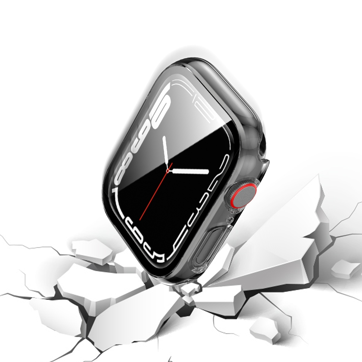 Design Hart / Hülle 7 1 Glas WIGENTO Smartwatchhülle(für Schock 8 in 2 Apple 41mm) Serie 9 / Watch + H9