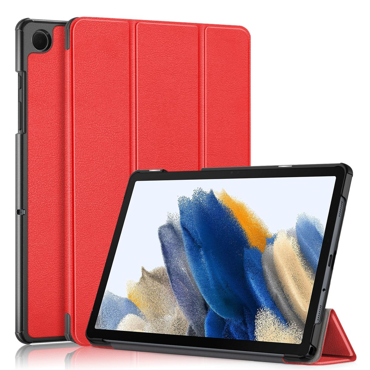 Wake Kunststoff Cover Tablethülle Samsung 3folt Cover / für Kunstleder, aufstellbar WIGENTO Sleep Rot Silikon Full & UP /