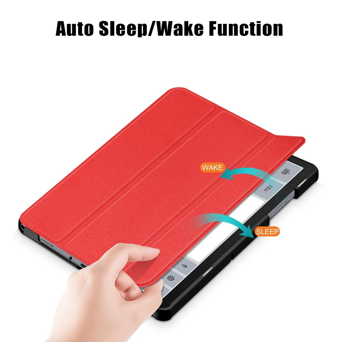 WIGENTO 3folt Wake Full Samsung Cover Silikon UP aufstellbar Tablethülle Kunstleder, Kunststoff Rot für Sleep / & Cover 