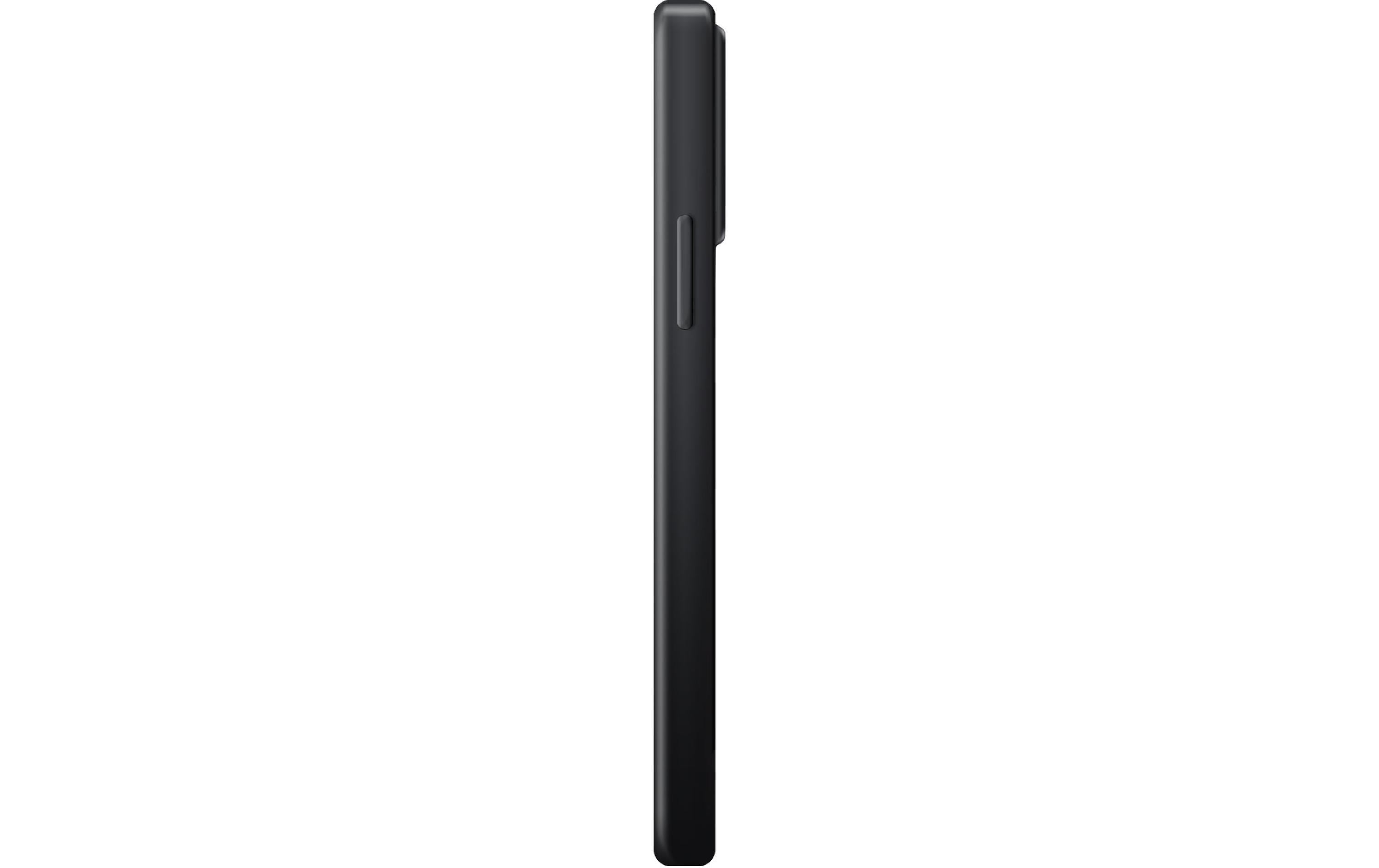 Schwarzes Smartphone, Seitenansicht, zeigt die Seitentasten.