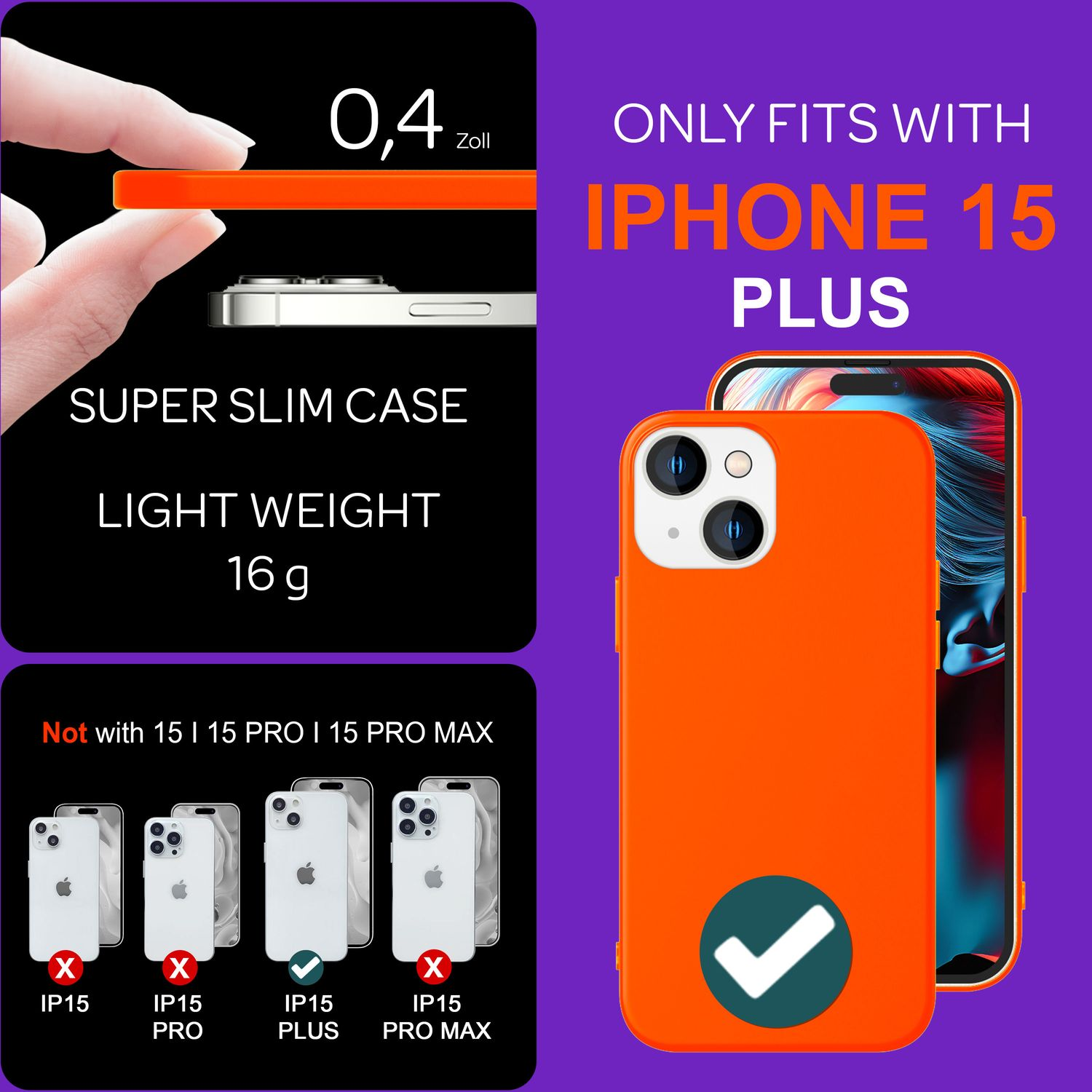 Apple, Backcover, Hülle, Silikon 15 iPhone NALIA Orange Plus, Neon