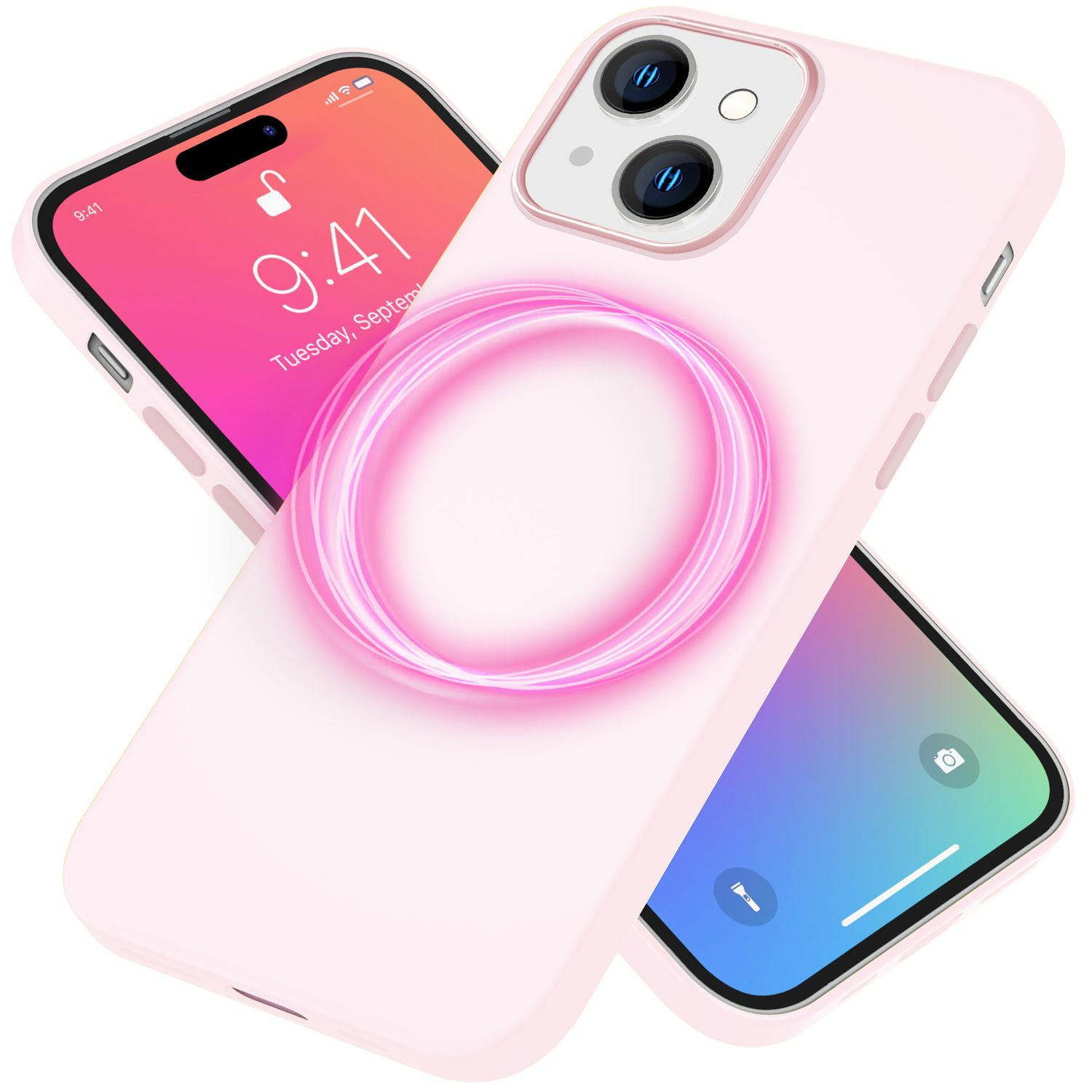NALIA Backcover, Silikon Pink iPhone Hülle, MagSafe 15 Plus, Apple, Liquid