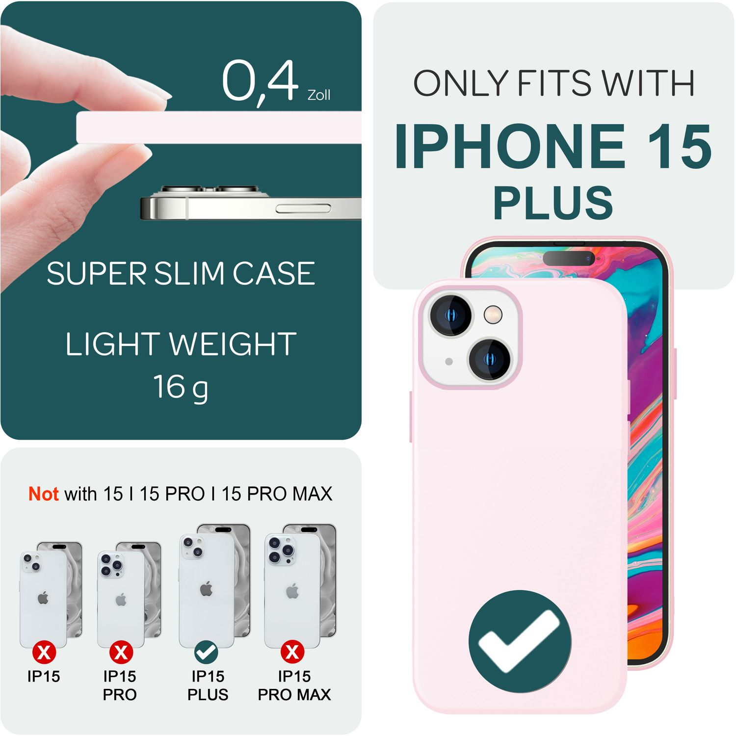Hülle, Silikon Apple, Liquid iPhone Plus, 15 Pink Backcover, NALIA MagSafe