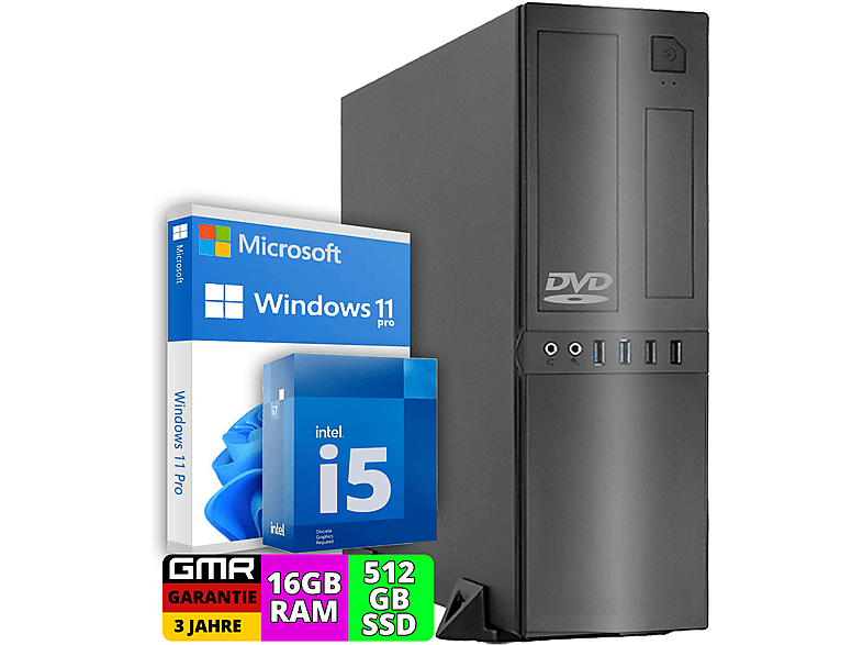 16 Prozessor, mit Windows HD GB Core™ i5 4600 Intel® GB OfficePC SSD, Pro, 11 512 NN-72416, Intel® RAM, GMR